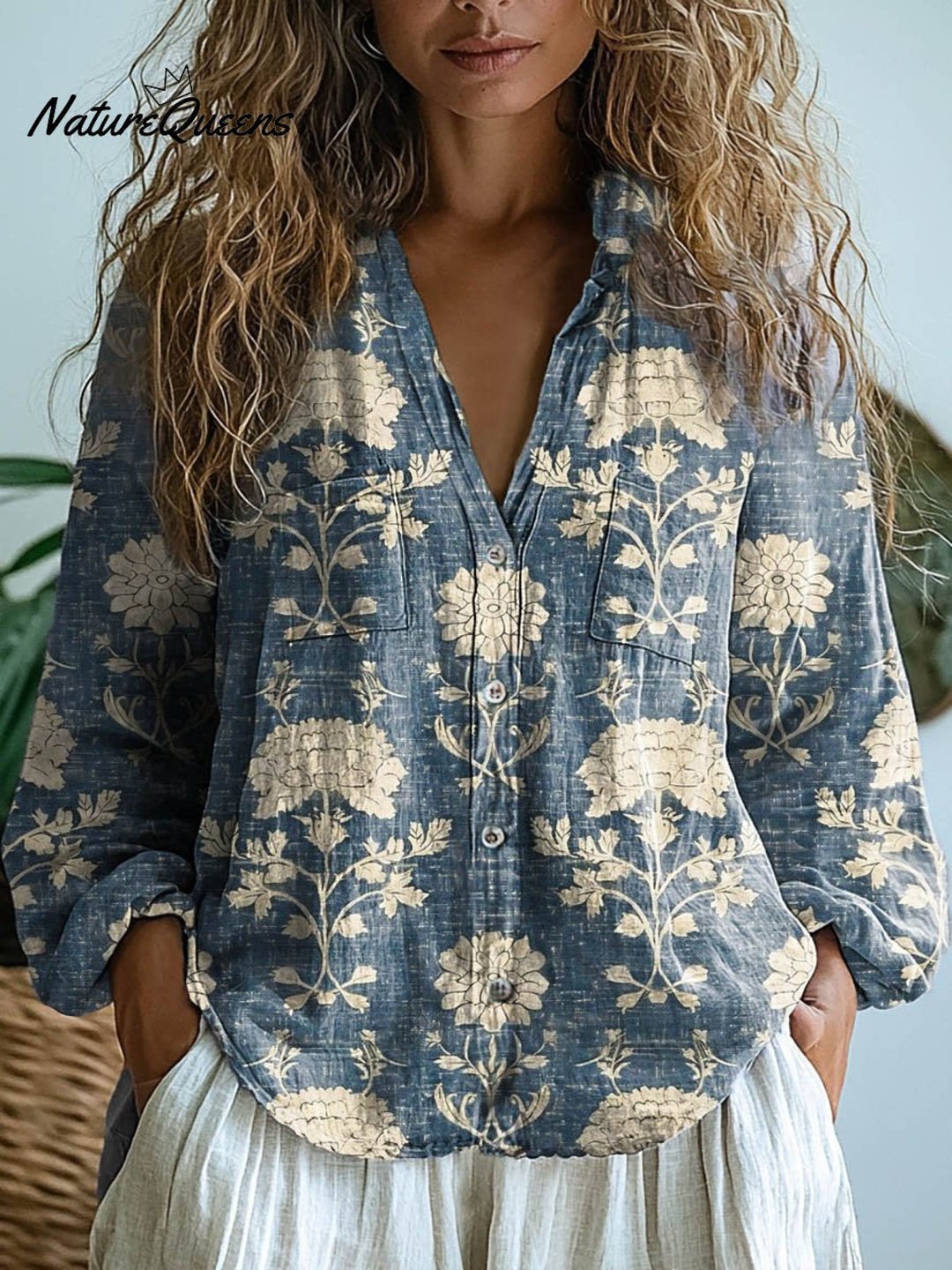 BLUSEN MIT VINTAGE-MUSTER