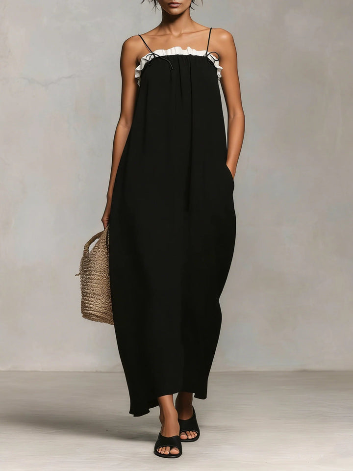 Mirelle | Maxikleid mit Farbblöcken und Spaghettiträgern