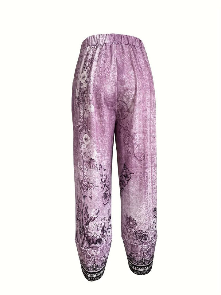 Natasha | Vintage Blumen Capri Hose mit elastischem Bund