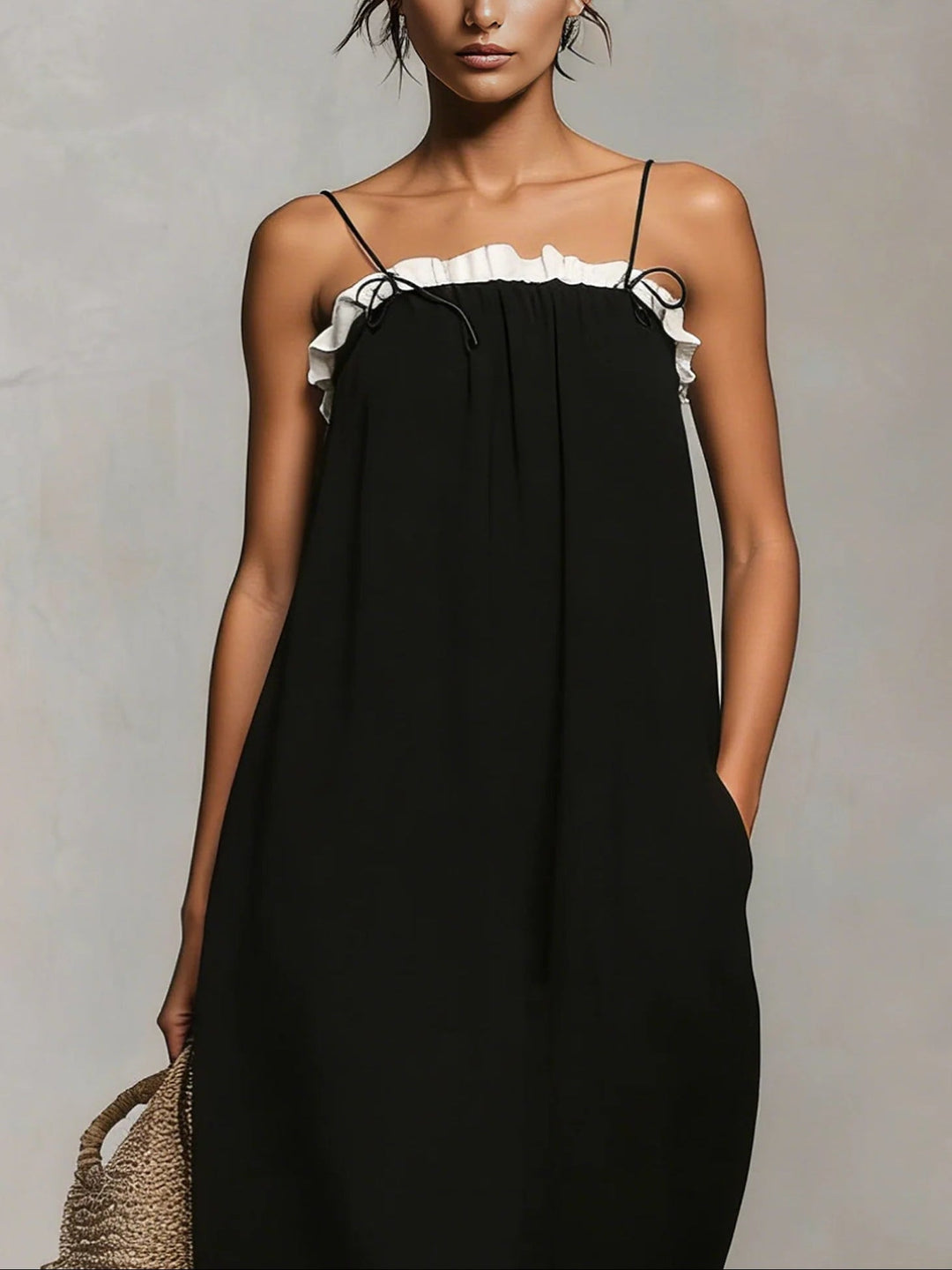 Mirelle | Maxikleid mit Farbblöcken und Spaghettiträgern