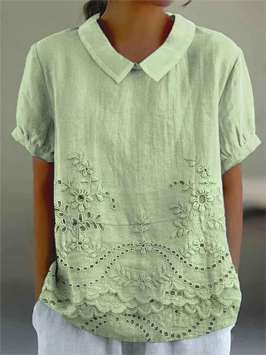 Lily | Floral Besticktes Shirt
