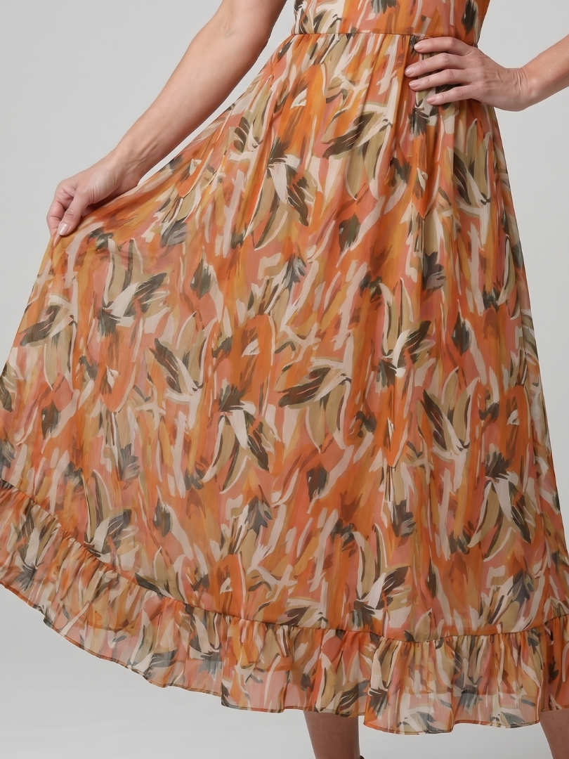 Quill | Spaghetti-Träger Midi-Kleid mit abstraktem Druck
