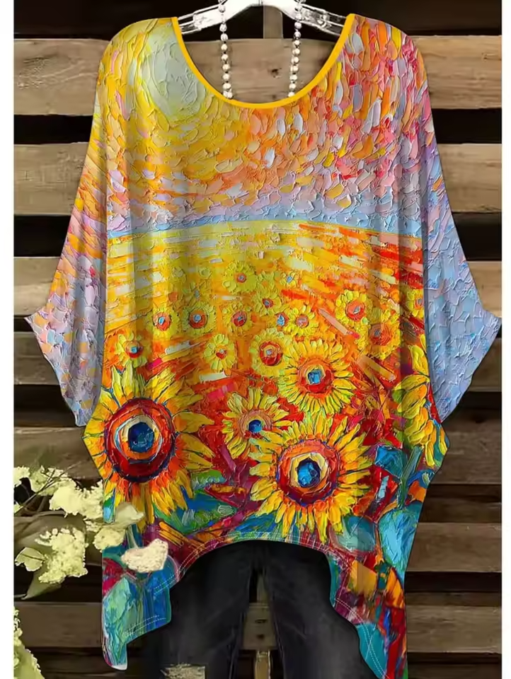 Lou | Vintage Bohemian Floral Print Damen T-Shirt