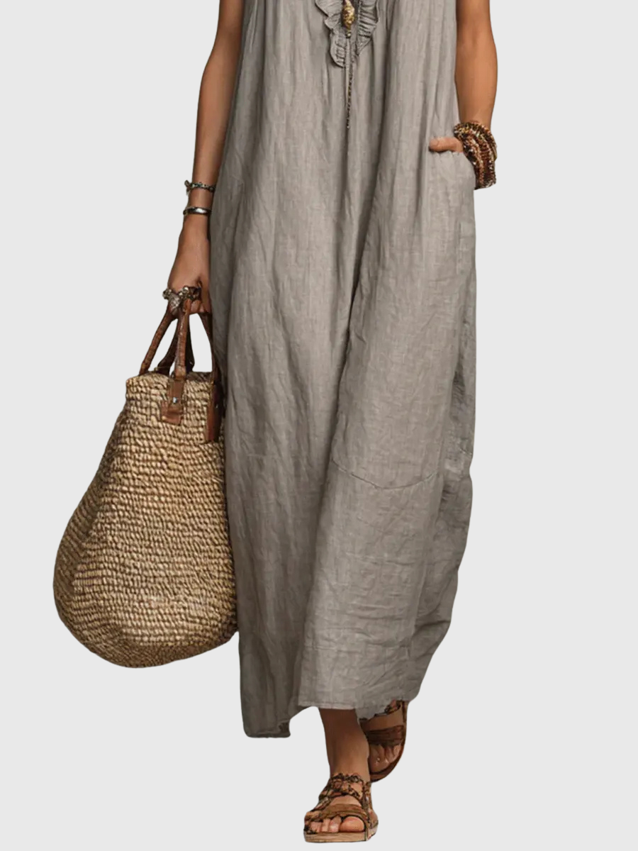 Maeve | Langes Kleid im Boho-Stil aus Leinen und Baumwolle