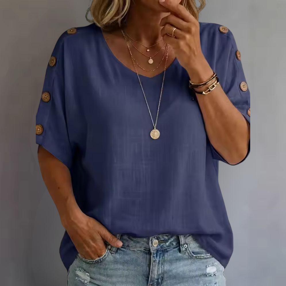 Bellie | Lockeres Wohlfühl-Shirt mit Knopfleiste