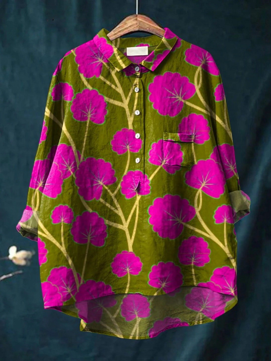 Lauren | Damen Vintage Blumen Kunstdruck Freizeitshirt