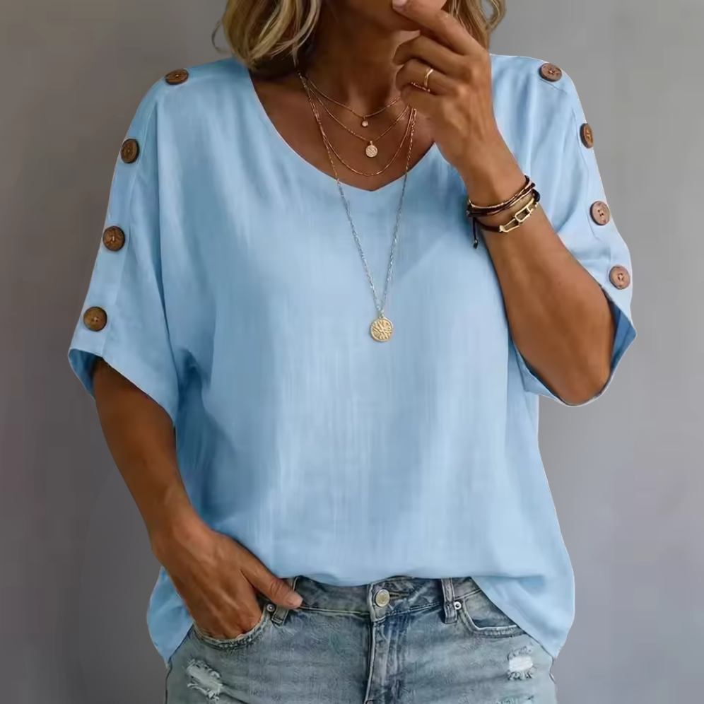 Bellie | Lockeres Wohlfühl-Shirt mit Knopfleiste
