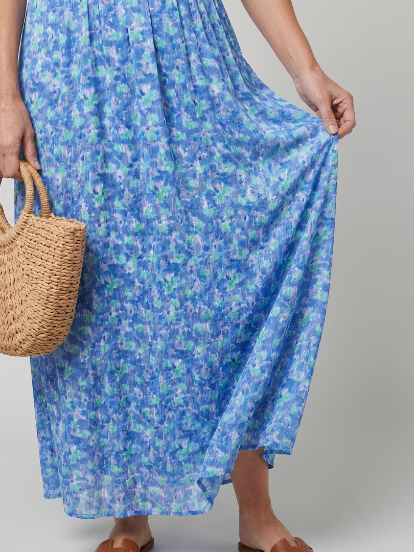 Juna | Kurzarm Ditsy Floral Print Midi Kleid