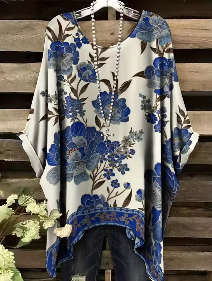 Linden | Vintage Bohemian Floral Print Damen T-Shirt