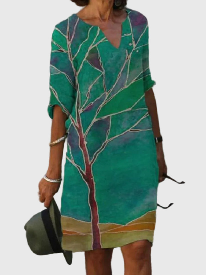 Addison | Frühlingskleid mit V-Ausschnitt und Dreiviertelärmeln