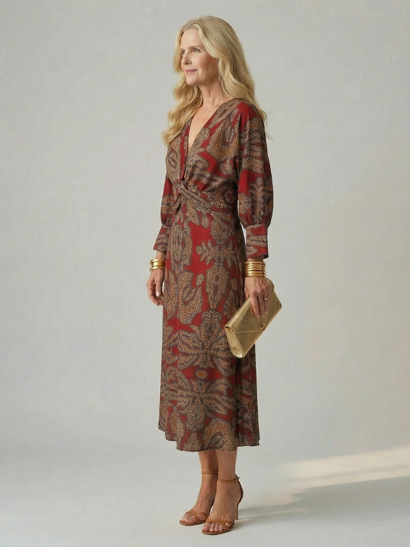 Lune | Natürliche Wickel-Midi-Kleid