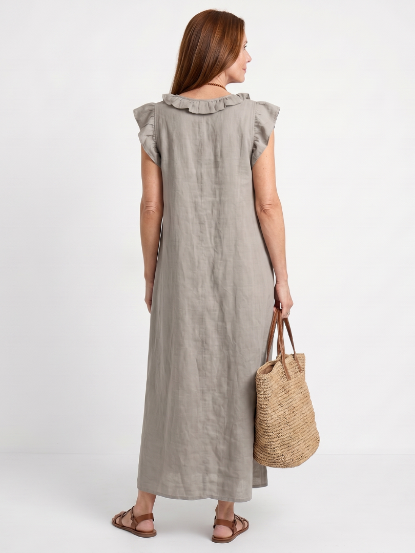 Adelaide | Ärmelloses Midi-Kleid mit Rüschensaum