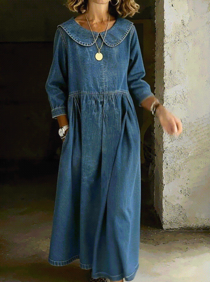 Clara | Denim-Kleid mit Peter-Pan-Kragen