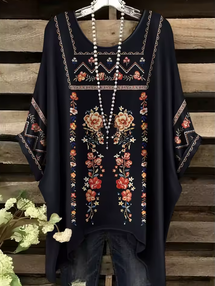 Irene | Vintage Bohemian Floral Print Damen T-Shirt