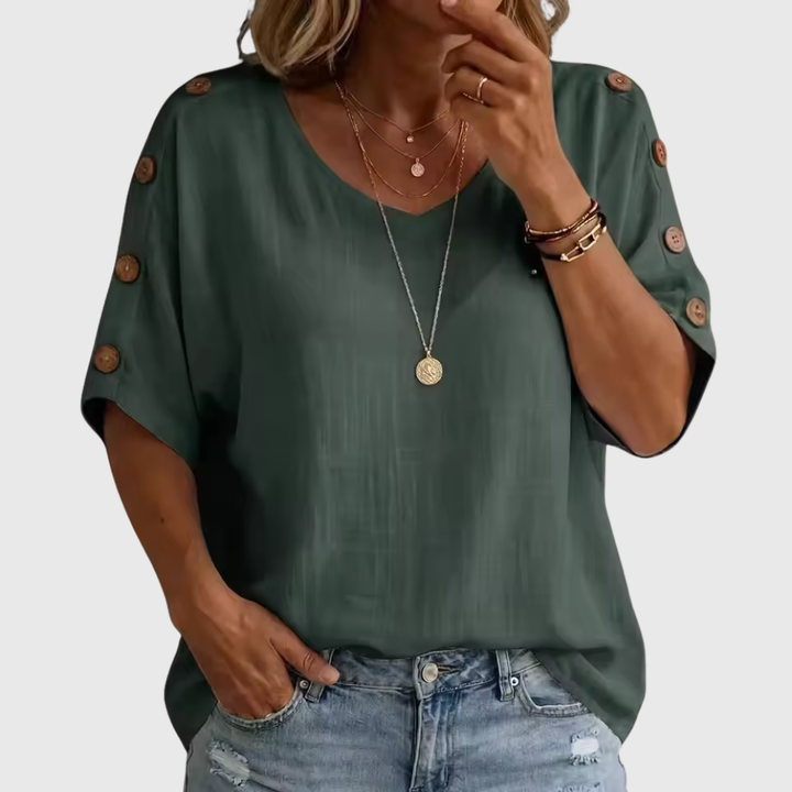 Bellie | Lockeres Wohlfühl-Shirt mit Knopfleiste