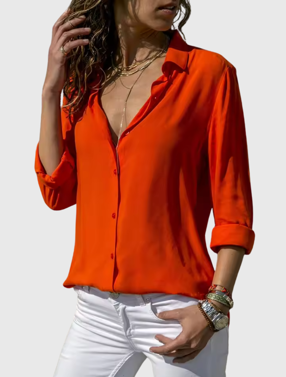 Gwen | Elegante Chiffonbluse mit langen Ärmeln