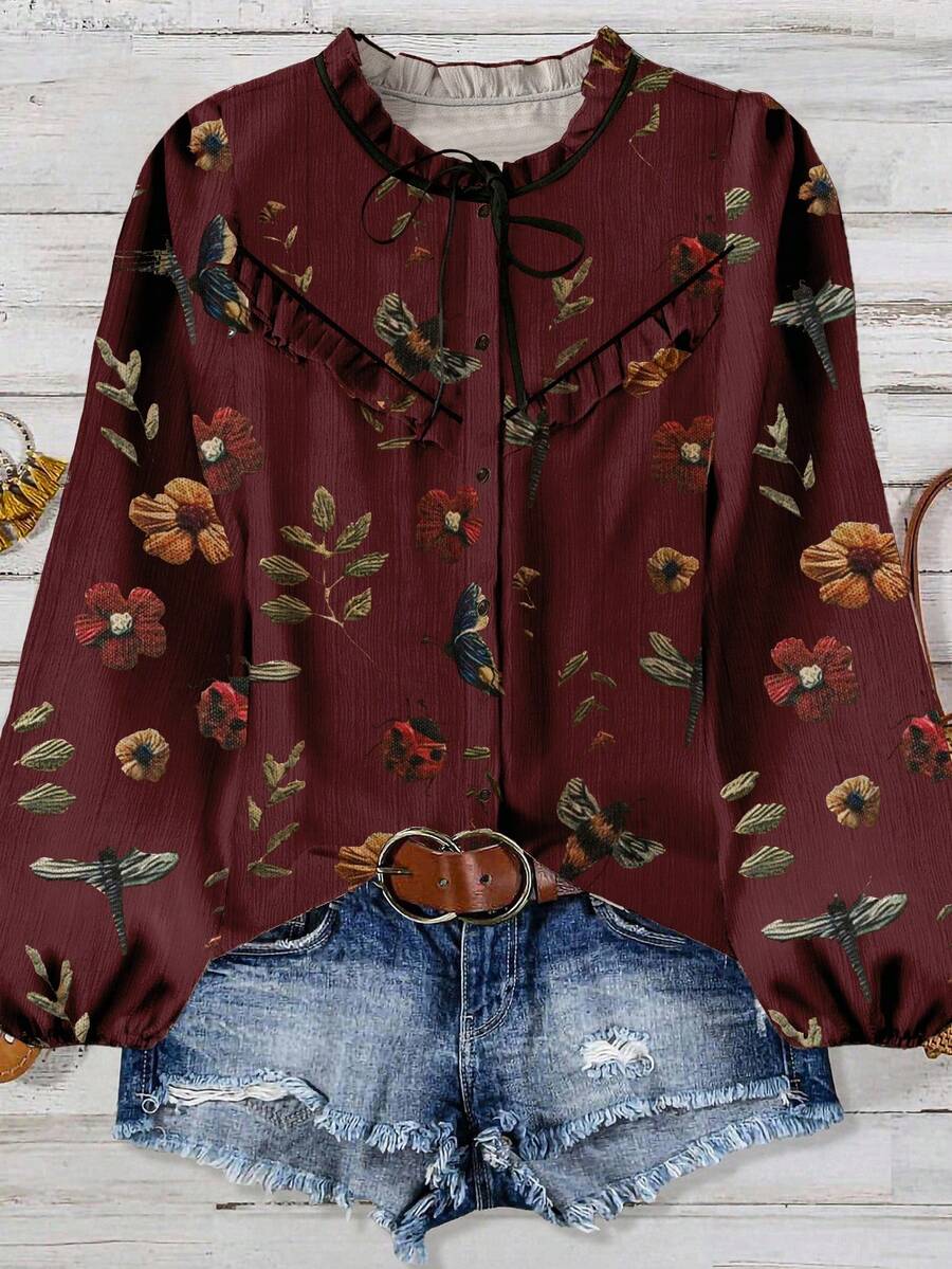 Liora | Vintage Meadow Bindebluse