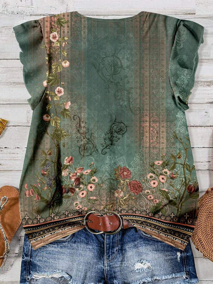 Aveline | Vintage Garten Knopfbluse