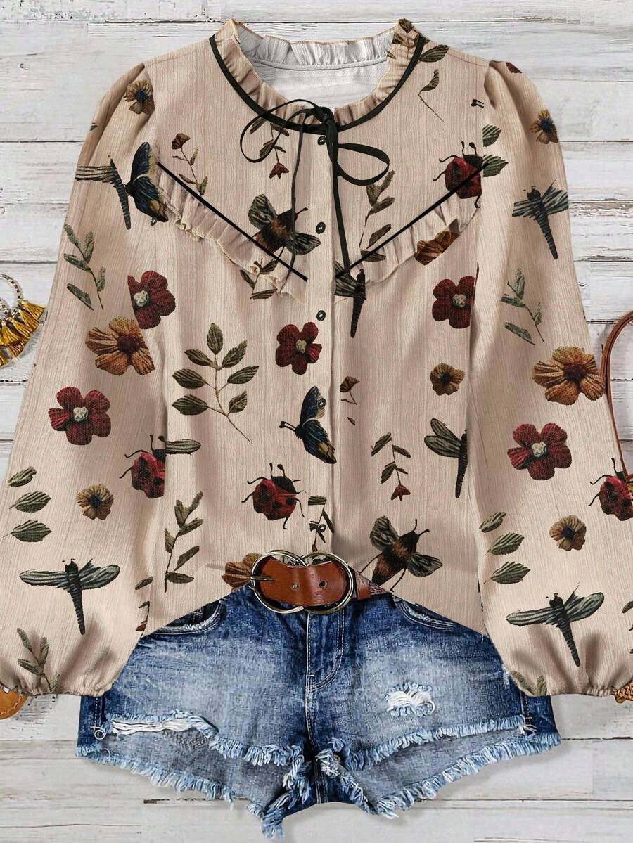 Liora | Vintage Meadow Bindebluse