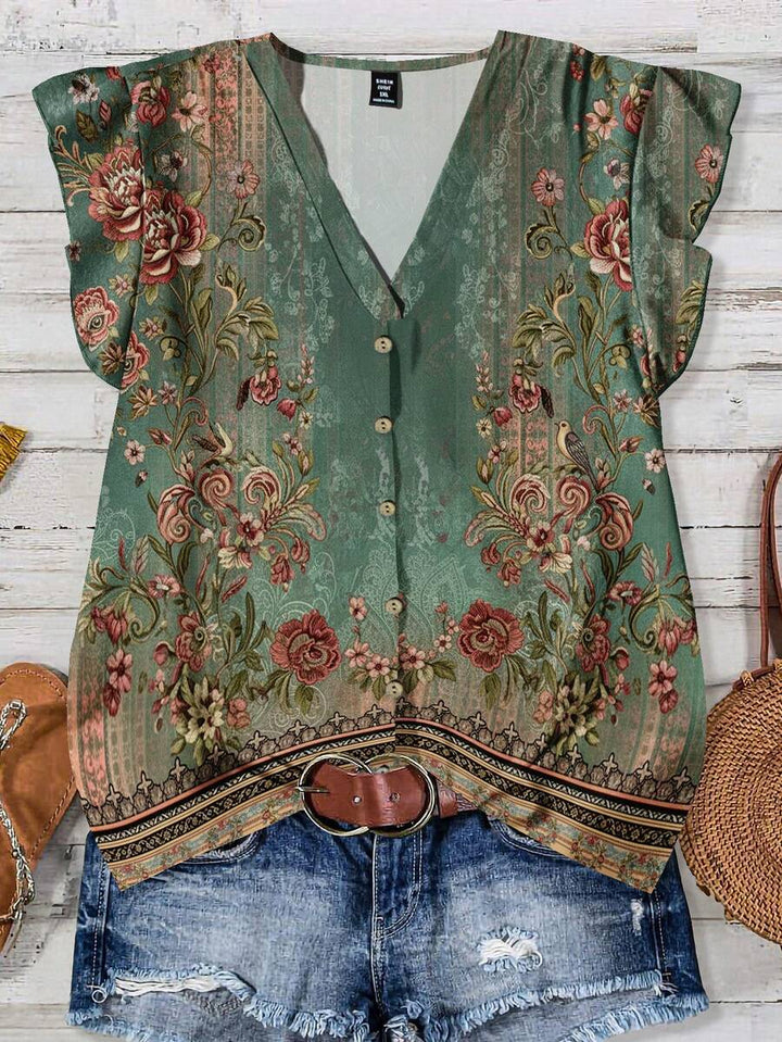 Aveline | Vintage Garten Knopfbluse