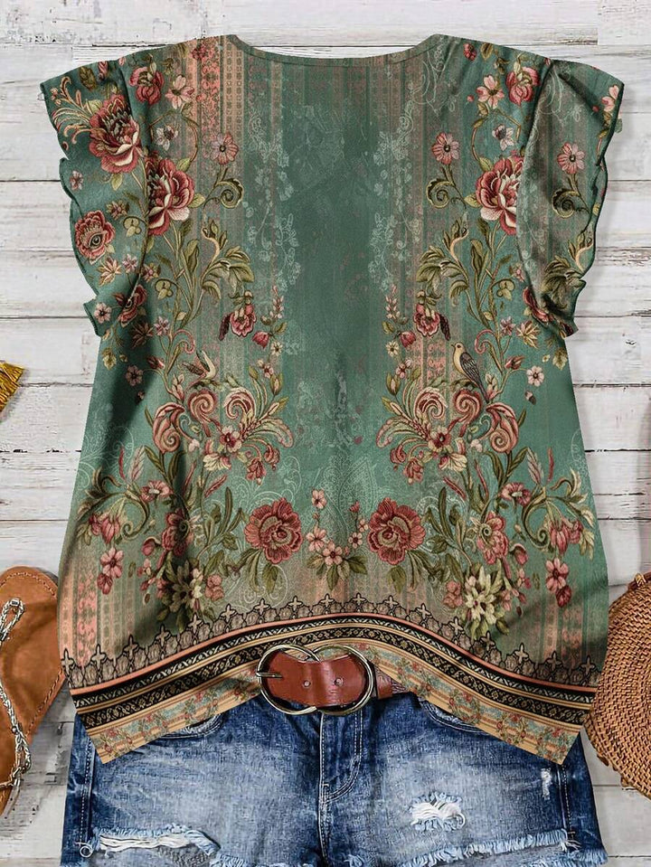 Aveline | Vintage Garten Knopfbluse