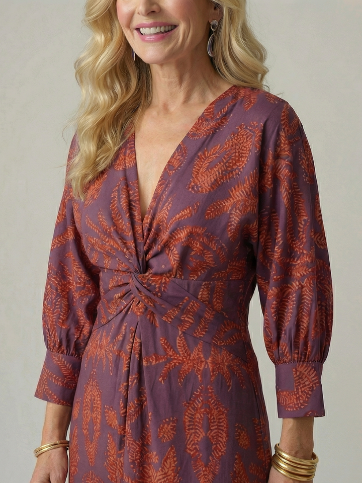 Lune | Natürliche Wickel-Midi-Kleid