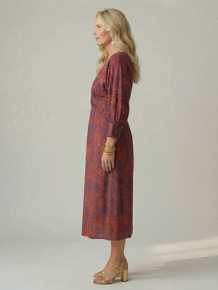Lune | Natürliche Wickel-Midi-Kleid
