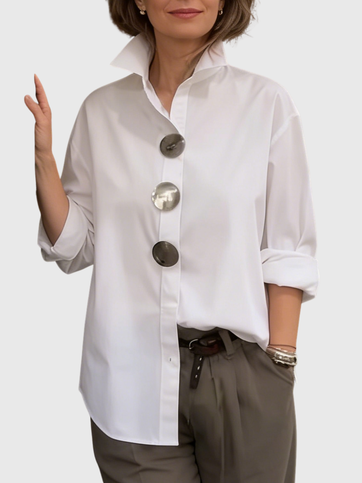 Rachel | Bluse mit Stehkragen und Statement-Buttons