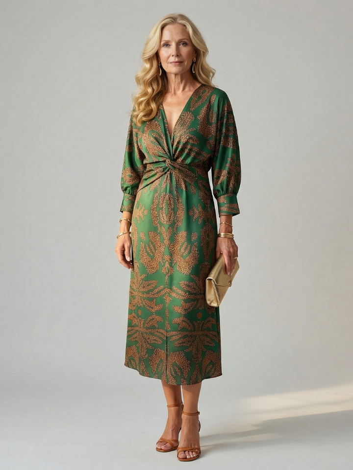 Lune | Natürliche Wickel-Midi-Kleid