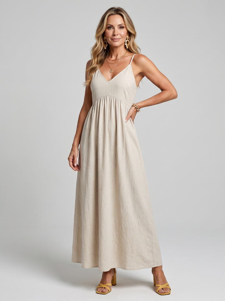 Sonnenwende | Spaghetti-Träger Fließendes Midi-Kleid