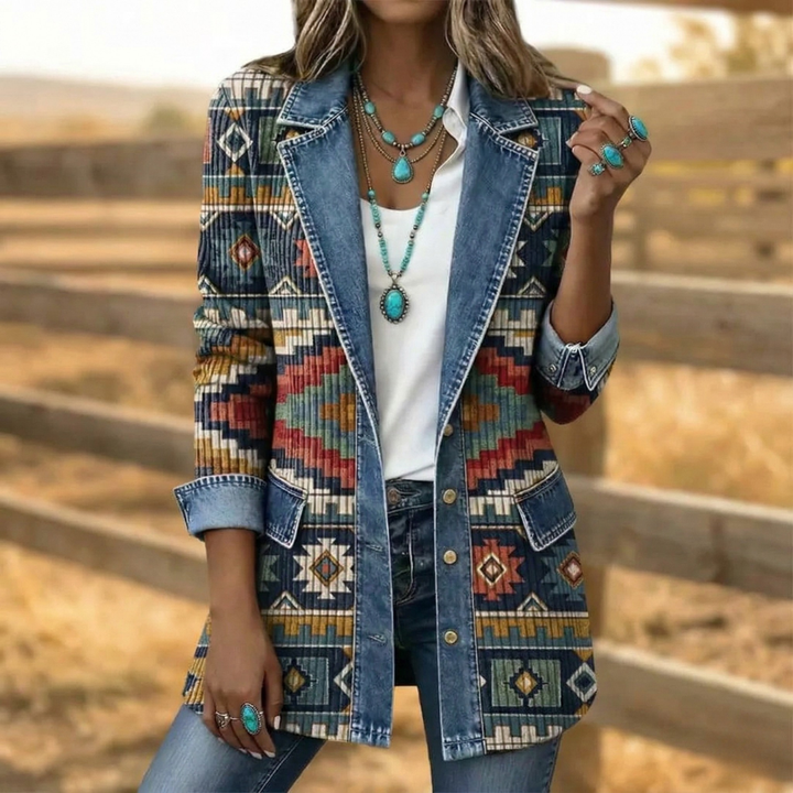 Dakota | Western Denim Aztec Jacke