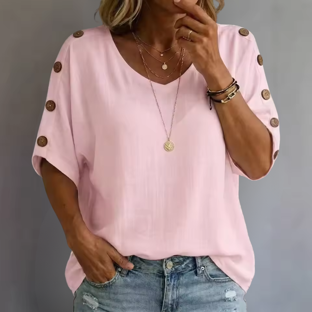 Bellie | Lockeres Wohlfühl-Shirt mit Knopfleiste