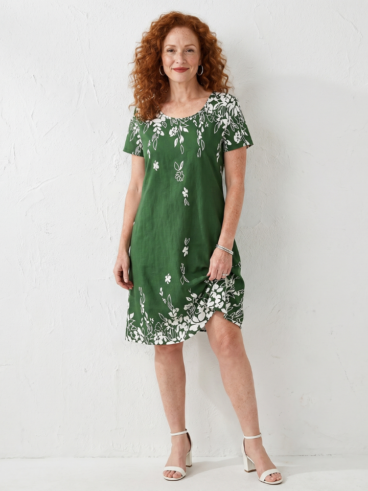 Daphne | Kurzärmliges Mini-Kleid mit floralem Rand