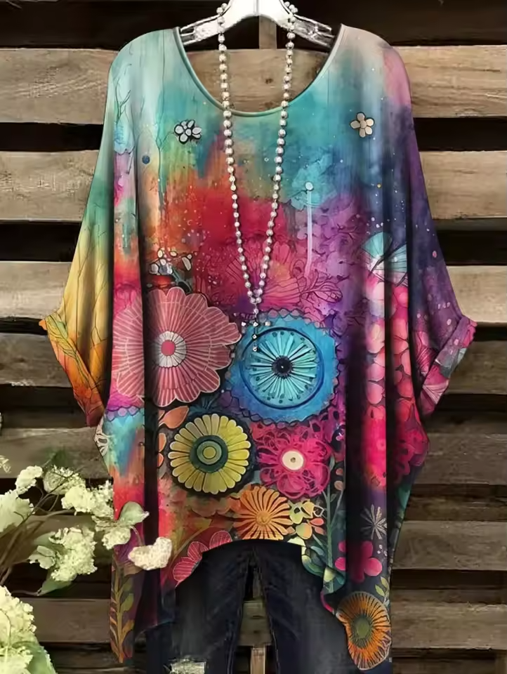 Jody | Vintage Bohemian Floral Print Damen T-Shirt