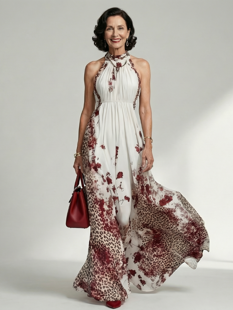 Orlune | Faltendes Weißes Maxikleid