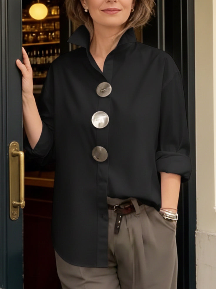 Rachel | Bluse mit Stehkragen und Statement-Buttons