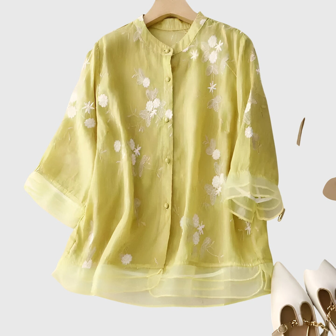 Edena | Elegantes Top mit Bestickten Blumen