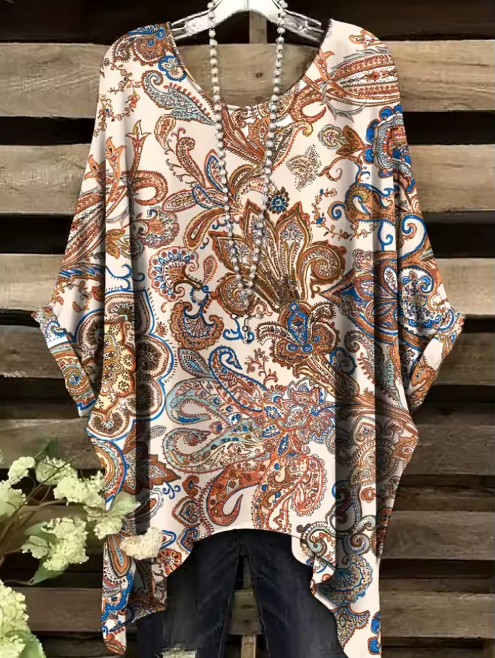 Leonora | Vintage Bohemian Floral Print Damen T-Shirt