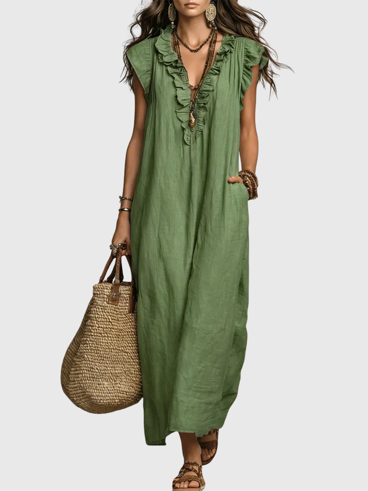 Maeve | Langes Kleid im Boho-Stil aus Leinen und Baumwolle