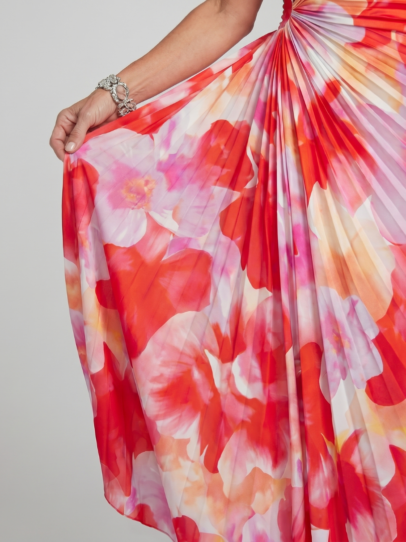 Taya | Midi-Kleid mit einem schulterfreien, gefalteten Oberteil