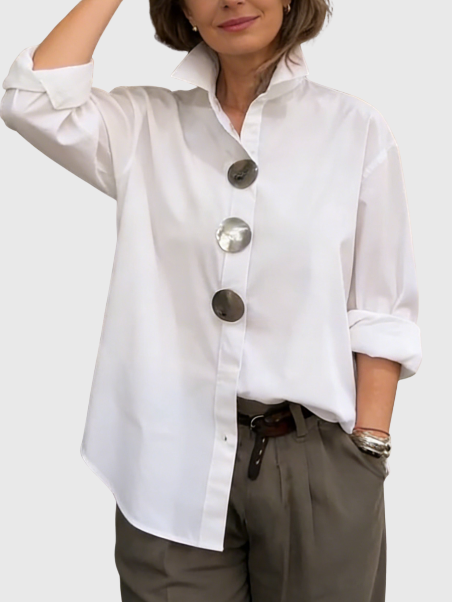 Rachel | Bluse mit Stehkragen und Statement-Buttons