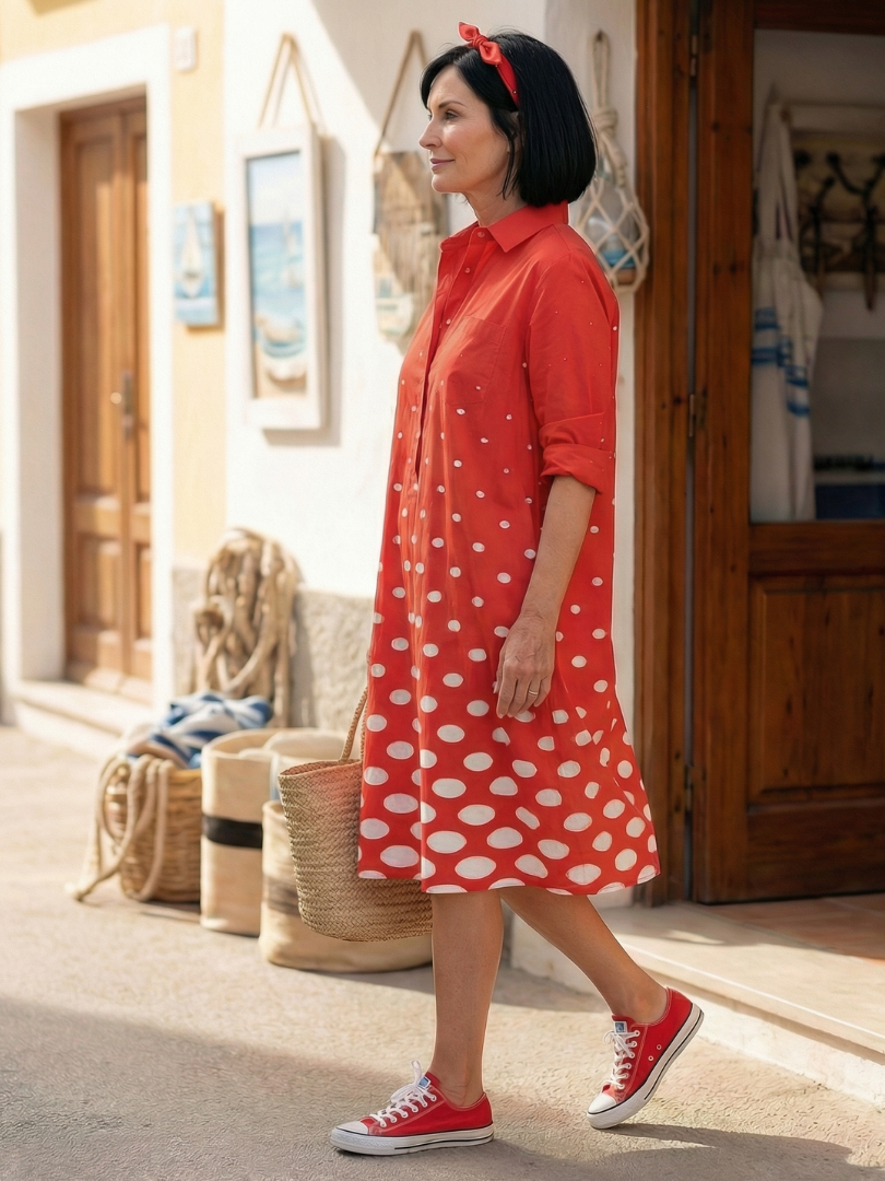 Wrenley | Helles Punktkleid