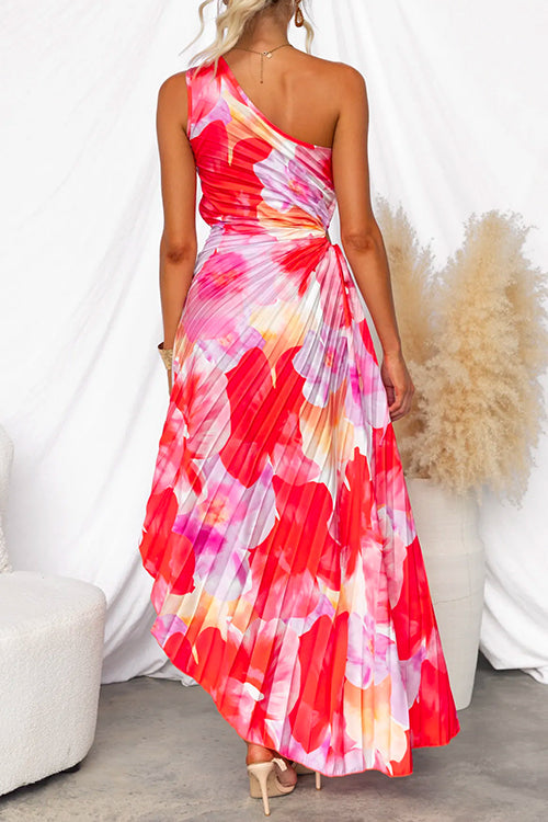 Yanira | Elegantes One-Shoulder Maxikleid mit floralem Print