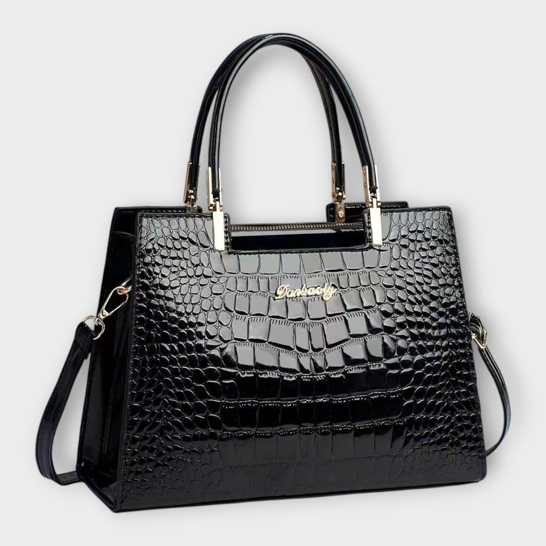 Eleanor | Glänzende Krokodilprägung Handtasche