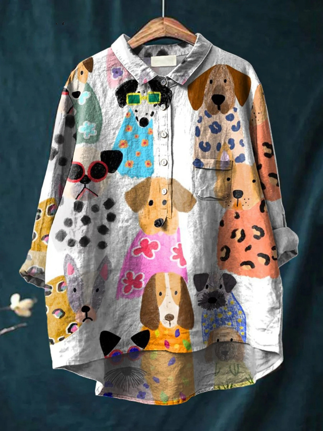 Brigitte | Frauen Farbige Lustige Cartoon Welpen Druck Freizeitshirt