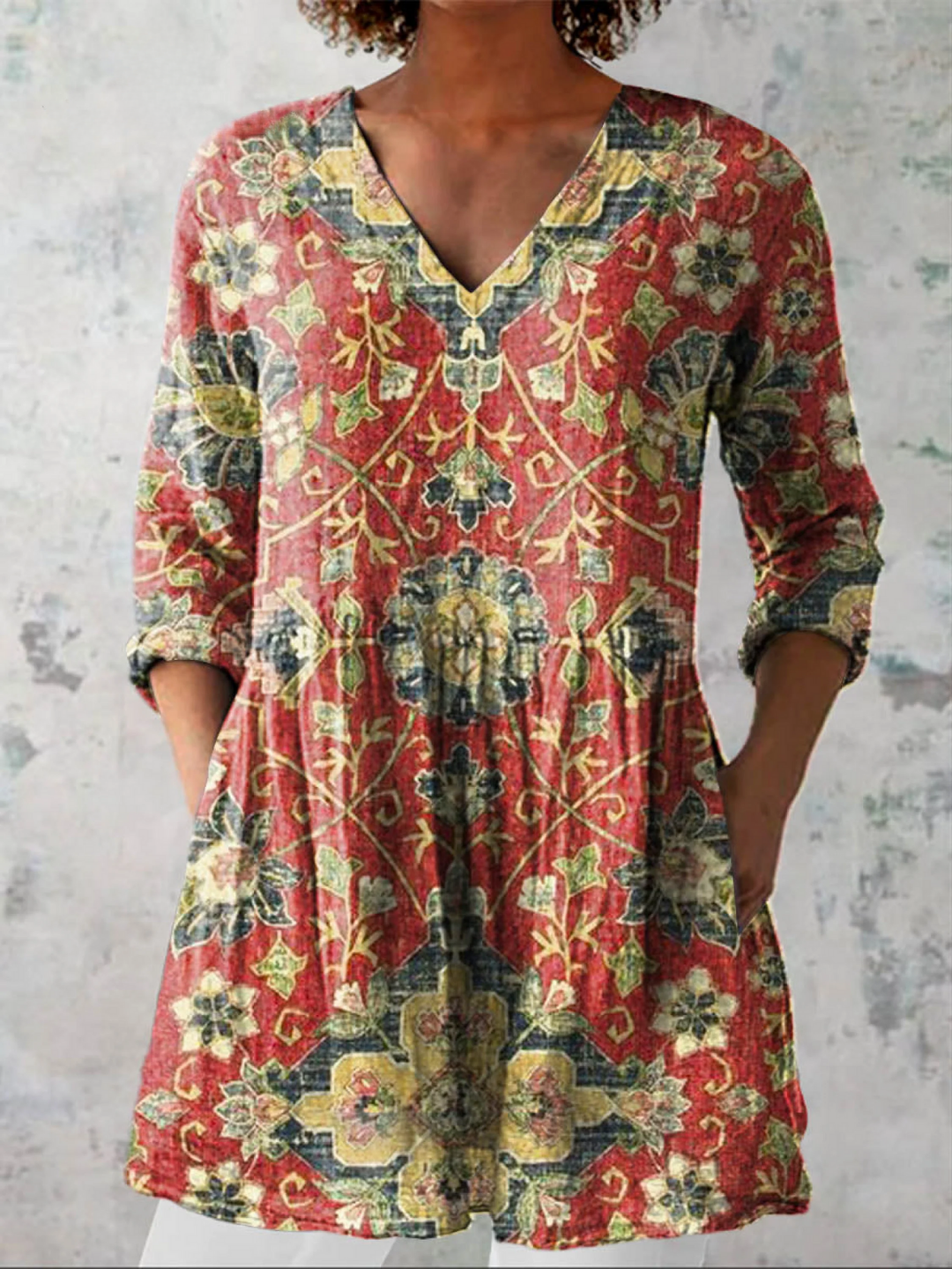 Dahlie | V-Ausschnitt Langarmshirt