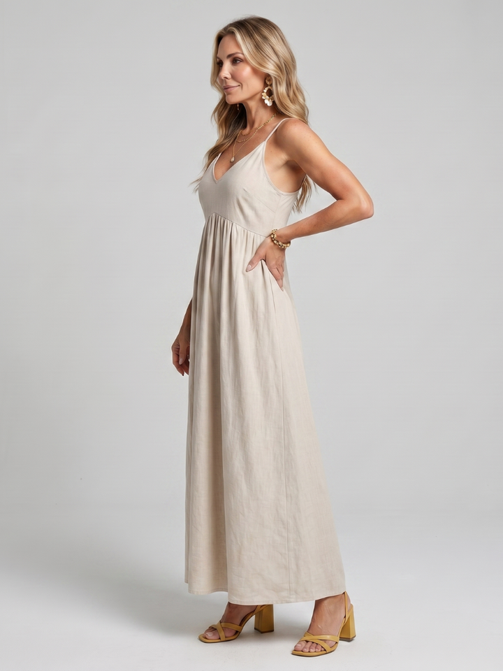 Sonnenwende | Spaghetti-Träger Fließendes Midi-Kleid