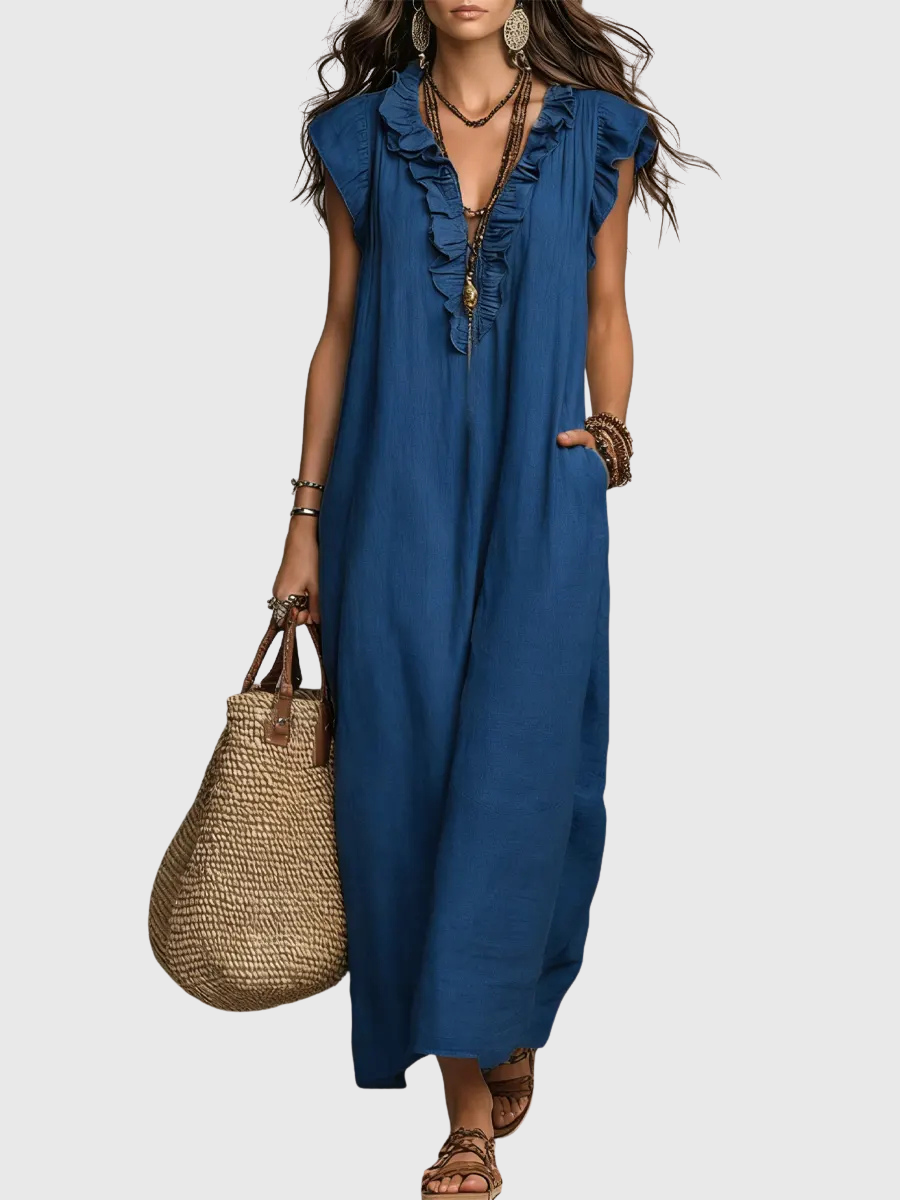 Maeve | Langes Kleid im Boho-Stil aus Leinen und Baumwolle