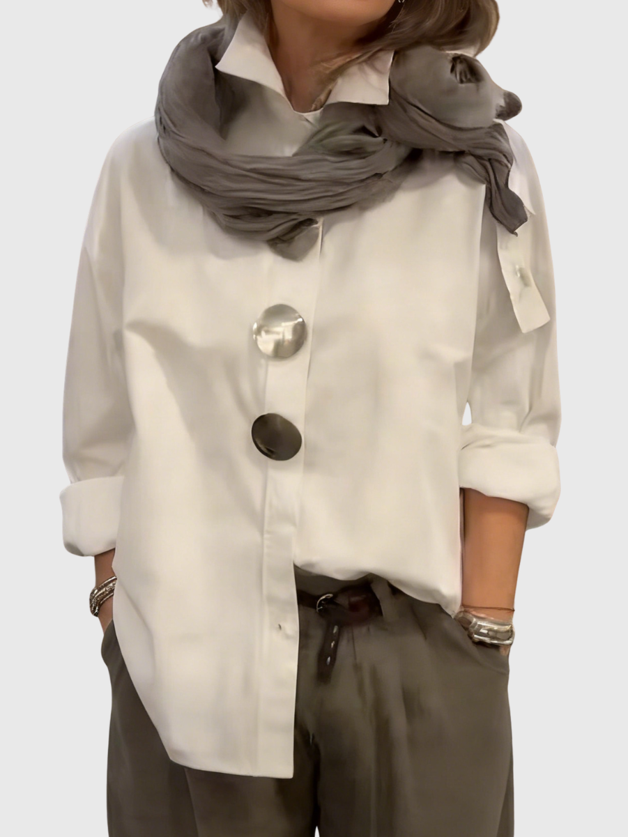 Rachel | Bluse mit Stehkragen und Statement-Buttons