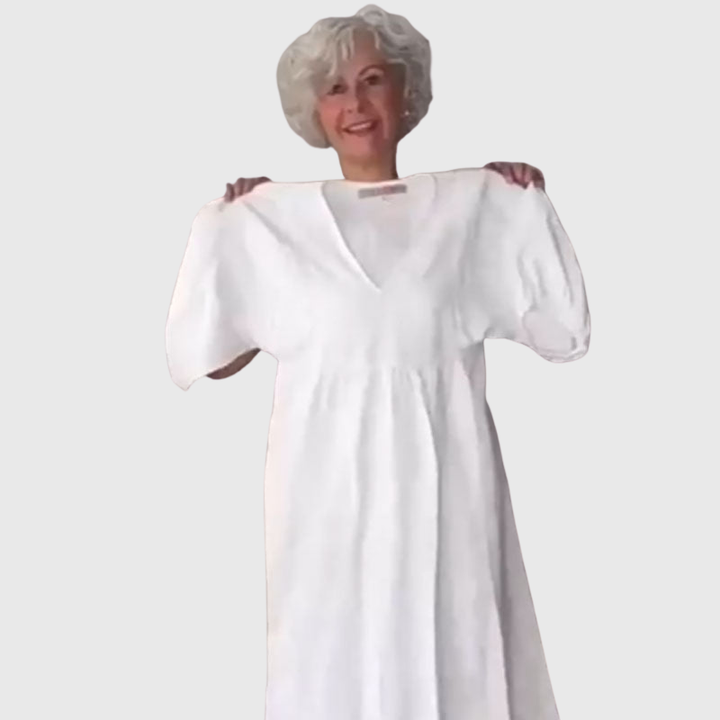Zandrea | Lockeres Midi-Kleid mit V-Ausschnitt
